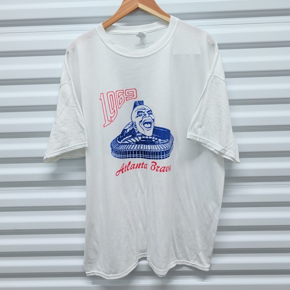 Vintage Brand Atlanta Braves Size 2XL Mens White 1969 Graphic T-Shirt Polyester — photo 2